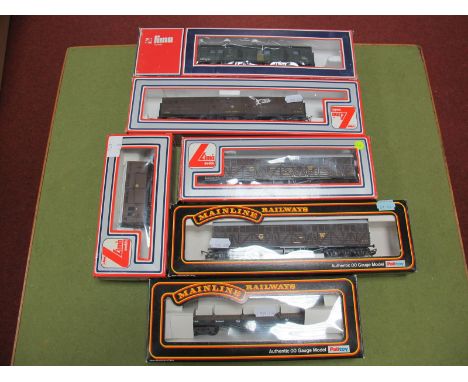 Six "OO" Gauge Commercial Rolling Stock Wagons, by Hornby, Lima, Mainline, Dapol including Mainline #54308 50 Bogie Milk Van,
