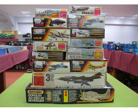 Fourteen Boxed Matchbox Plastic Model Aircraft Kits, all 1:72 scale with the exception of #PK-651 1:48 scale AD-5N (A1-G) Sky