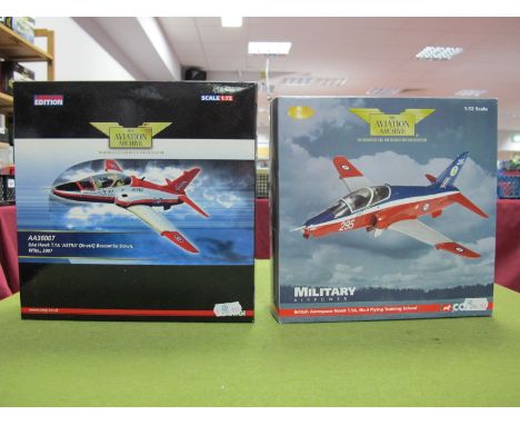 Two Boxed Corgi Aviation Archive 1:72nd Scale Diecast Circa 2000's Military Aircraft, #36002 British Aerospace Hawk T.1A, No.