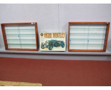 Two Wooden Glass Fronted Display Cabinets, four glass shelves, H60cm, W76cm, D9cm. A part built Airfix #20440-8 1/12th scale 