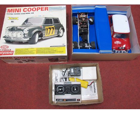 A Boxed Kyosho 1:10th Scale Radio Controlled #3055 Mini Cooper, polycorbonate body, Mabuchi 540SH motor, decal sheet, Futaba 