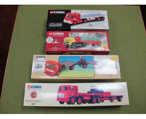 Four Boxed 'Modern' Corgi Diecast Commercial Vehicles, #18601 British Rail - Bedford KM Platform Trailer and Canvas, #29201 G