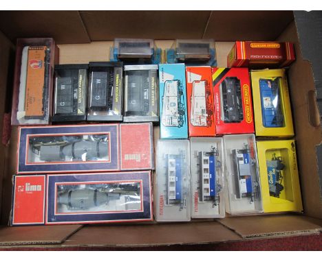 An Assortment Of Seventeen Boxed and Cased "HO/00" Continental and British Goods Wagons and Coaches, by Fleischmann, Marklin,