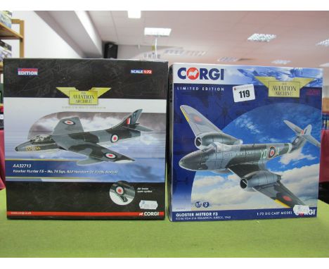 Two Boxed Corgi Aviation Archive 1:72nd Scale Diecast RAF 'Jet Era' Aircraft, #32713 Hawker Hunter F.6 - No. 74 Sqn. RAF Hors