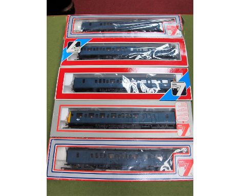 A Boxed Lima "00" Gauge British Rail D.M.U Locomotive, consisting of two powered locomotives, one carriage and two dummy loco