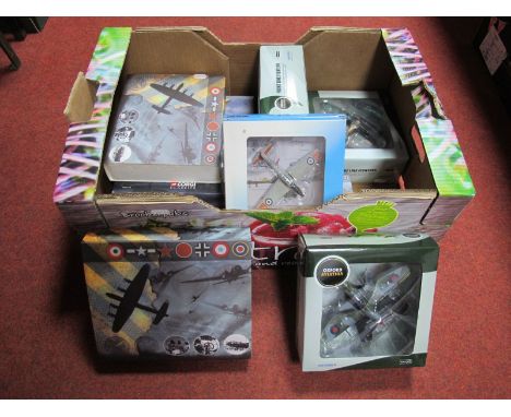 Eight Boxed Diecast Military Aircraft of Differing Scale by Corgi, Oxford, Atlas Editions, 72 Aviation, including Oxford #AC0