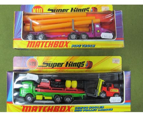 Two Window Boxed Matchbox Super Kings Diecast Commercial Vehicles, circa early 1970's, #K-10 Articulated Trailer with interlo