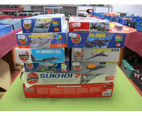 Ten Boxed Airfix Plastic Model Aircraft Kits, predominately 1:72 scale with the exception of #05112 1:48 scale BAE Hawk 100, 