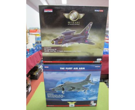 Two Boxed Corgi Aviation Archive 1:72nd Scale Diecast British Military Aircraft, #AA32310 EE Lightning F6, XR769, RAF No. 11 