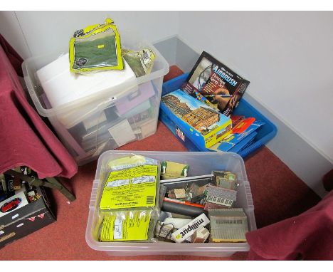 Three Boxes of "HO/00" Railway Modelers Workshop Items, scenery, buldings, track, tools, etc