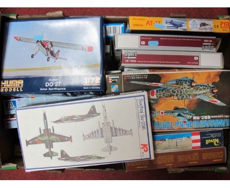 Nineteen 1:72 Scale Military Plastic Aircraft Kits, by Italeri, Revell, Heller, Tamiya, Sword and others including Suchoj SU-