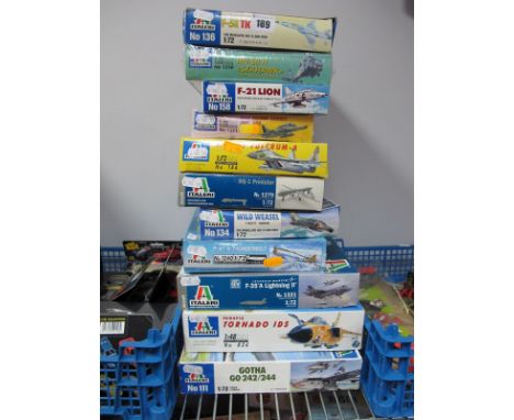 Eleven Boxed Italeri Plastic Model Aircraft Kits, all 1:72 scale with the exception of #834 1:48 scale Panavia Tornado IDS, i