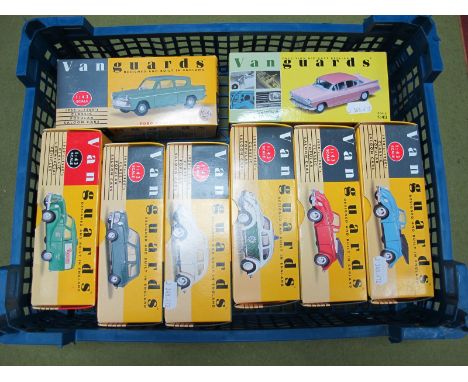 Eight Boxed Vanguards 1:43rd Scale Diecast Vehicles, including #VA12002 Polizei Beetle, #VA06400 Dusk Rose and Lilac Haze Vau