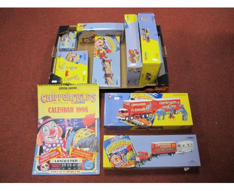 Eight Modern Corgi Chipperfield's Circus Diecast Model Sets, #11201, #96905, #31901, #31703, #97303, #97885, #31902, #97915, 