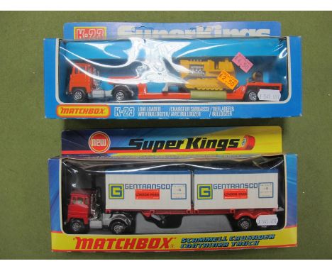 Two Window Boxed Matchbox Super Kings Diecast Commercial Vehicles, #K-17 Scammell Crusader Container Truck 'Gentransaco', cir