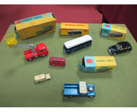 A Small Collection of Original Corgi, Dinky and Matchbox Die Cast Vehicles, including Corgi #418 Austin Taxi, #406 Land Rover