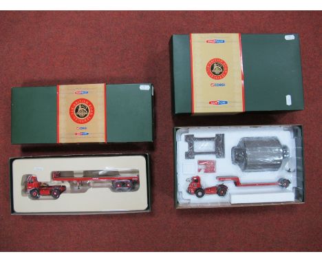 Two Corgi Premium Edition British Road Services 1:50th Scale Diecast Commercial Vehicles, #CC11503 AEC Mandator Flatbed Trail