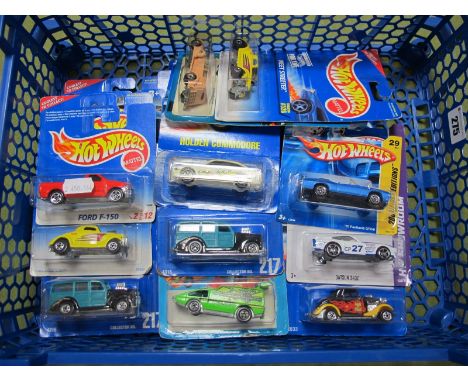 Twenty-Two Diecast Vehicles by Hotwheels "Mattel", including #3252 '35 Classic Caddy, #029 '70 Pontiac GTO, #526 Neet Streete