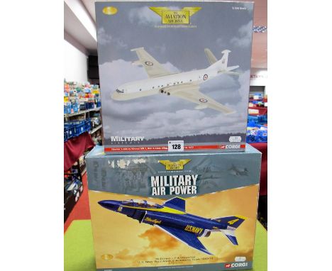 Two Boxed Corgi Aviation Archive 1:44th Scale Diecast Military Aircraft, #AA35602 Hawker Siddeley Nimrod Mk.1, RAF Kinloss Wi