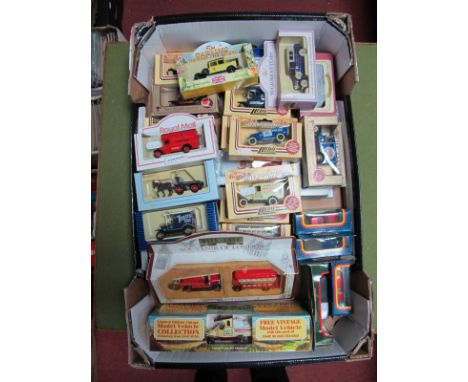 Twenty-Nine Diecast Models by Days Gone (Lledo), Corgi, Matchbox, View Vans, including commercial vehicles, cars, horse and c