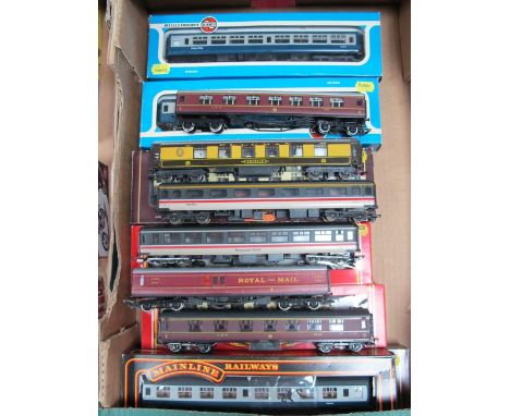 Thirteen "OO" Gauge Coaches Hornby, Mainline, Airfix, including inter-city brake coach, BR blue livery, Hornby #R.223 Pullman