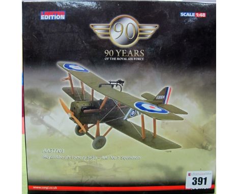 A Boxed Corgi Aviation Archive '90 Years of the Royal Air Force' 1:48th Scale Diecast World War I Aircraft, #AA37703 Royal Ai