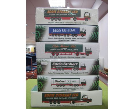 Six Boxed Atlas Editions 1:76th Scale Eddie Stobart Diecast Commercial Vehicles.