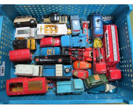 A Quantity of Playworn Diecast Vehicles by Corgi, 1950's-1970's, including Mini's, commercial, Formula One. 
