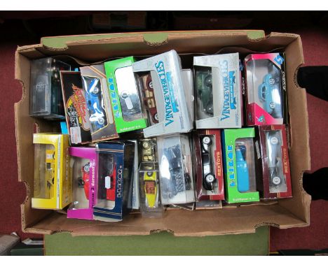 Thirty Diecast Cars and Vans by ERTL, Eligor, Guisval, Solido, Clifford, Corgi, including Eligor #1324 Citroen 3 CV Pompiers 
