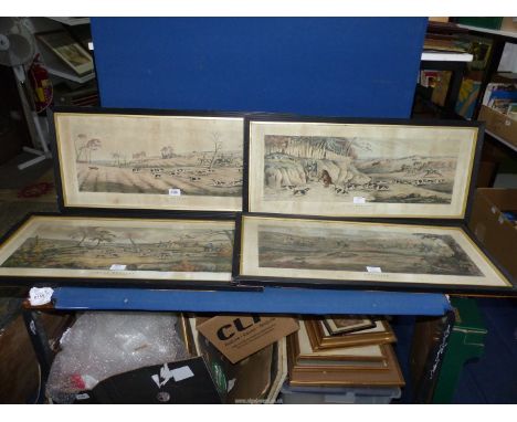 Four framed Hunting Engravings painted by S. Alken, engraved by G. Maille & T. Sutherland published by I.W. Laird, London 184