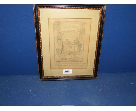 A framed and mounted Sketch signed J. Leech depicting a love struck Pantry boy being put down by the cook!