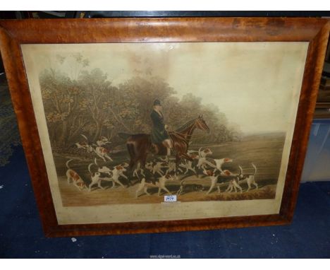 A large framed Hunting Engraving entitled "William Long" Huntsman to his Grace, the Duke of Beaufort on his favourite Horse (