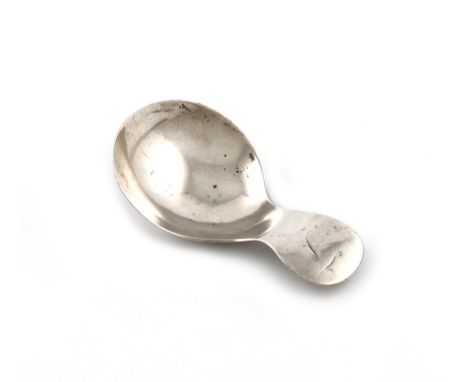 A 19th century Canadian silver caddy spoon, by James Smellie, Quebec circa 1825, plain form, the terminal initialled, length 