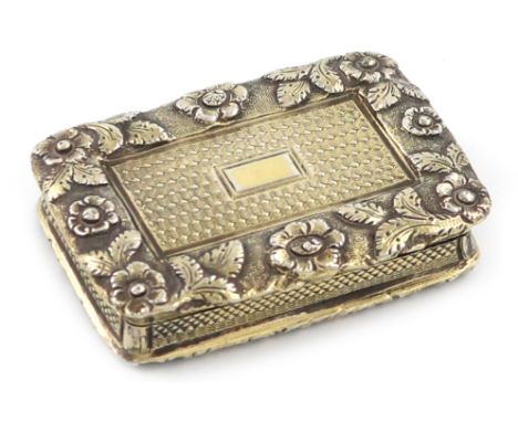 A George IV silver-gilt vinaigrette, by Nathaniel Mills, Birmingham 1827, rectangular form, engine-turned decoration, with a 