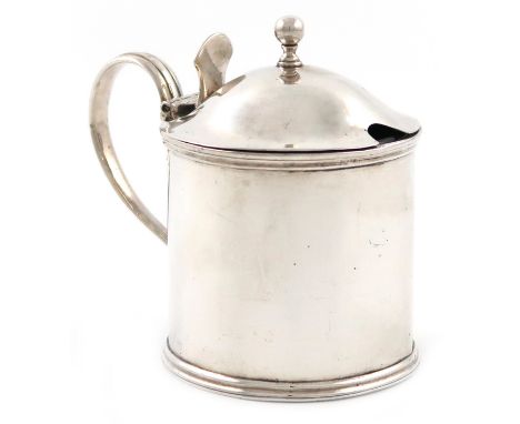 A George IV provincial silver mustard pot, by Barber and Whitwell, York, probably 1821, plain circular form, reeded scroll ha