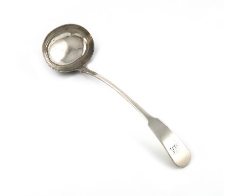 An early 19th century Scottish provincial silver Fiddle pattern soup ladle, by Andrew Davidson, Arbroath circa 1835, the term