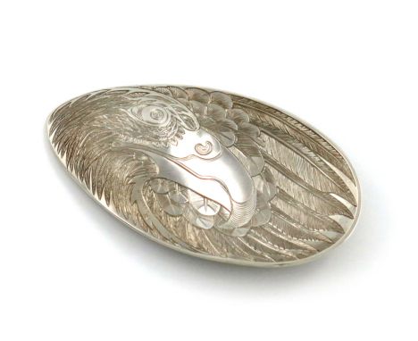 By Malcolm Appleby, a modern silver caddy spoon, Edinburgh 2013, also signed M. Appleby '19', oval form, with both sides engr