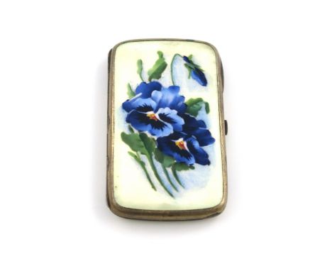 A Norwegian silver-gilt and enamel cigarette case, by David Andersen, Oslo circa 1900, rectangular form, the hinged cover ena