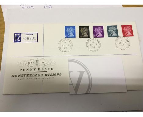 Set of first day cover Penny Black anniversary stamps - stamped and franked in the Windsor Castle internal post office - stam