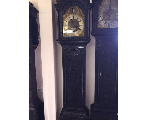 A longcase clock Joseph Clegg London Clock. Rocking?Ticking angel with sand timer indicator. 'Tempus Fugit - Momento Mori' ar