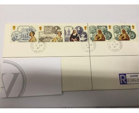 Set of Queen Victoria themed first day cover stamps, stamped and franked at the Windsor Castle internal post office.