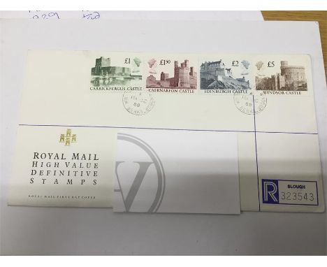 Set of Royal Mail High Value Definitive Stamps first day covers, stamped and franked at the Windsor Castle internal post offi