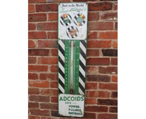 ADVERTISING INTEREST - AN ORIGINAL ENAMEL DUCKHAMS ADCOIDS THERMOMETER SIGN A/F, approximately 28 x 115 cmCondition Report:la