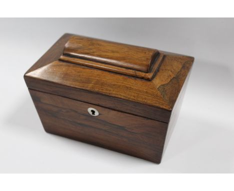 AN ANTIQUE ROSEWOOD TEA CADDY, W 20 cm