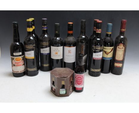 11 BOTTLES OF ASSORTED RED WINES TO INCLUDE CIMAROSA EXAMPLES, together with a miniature and a vintage Regnier gift set