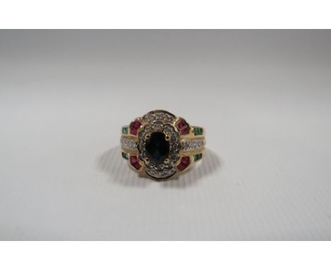 A HALLMARKED 9CT GOLD MULTI GEMSET DRESS RING, approx weight 4.2 g, ring size O
