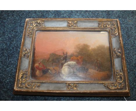 A LATE 17TH / EARLY 18TH CENTURY DUTCH SCHOOL MOUNTAINOUS WOODED LANDSCAPE, with figures and animals resting, indistinctly in