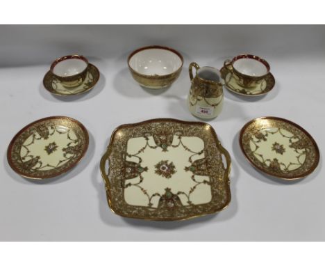 A COLLECTION OF NORITAKE CERAMICS, comprising a sandwich plate, cream jug, sugar bowl and two trios (9)