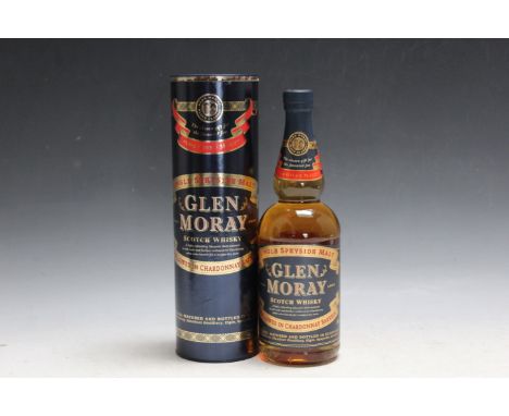 1 VINTAGE BOTTLE OF GLEN MORAY SCOTCH WHISKY SINGLE SPEYSIDE MALT  MELLOWED IN CHARDONNAY BARRELS, complete with original gif