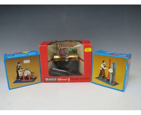 A BOXED MAMOD MINOR 1 STEAM ENGINE, together with a boxed Wilesco M74 Shears grinder and a boxed Wilesco M75 press operator (